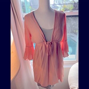 Beautifully detailed gorgeous pink Mikey and Joey swimsuit coverup. Size L